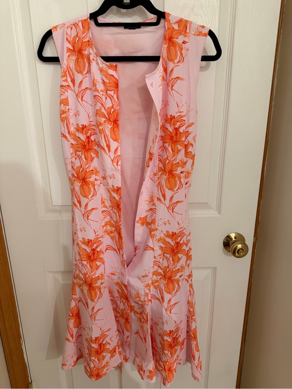 Ann Taylor Pink Midi Dress with Orange Floral Print